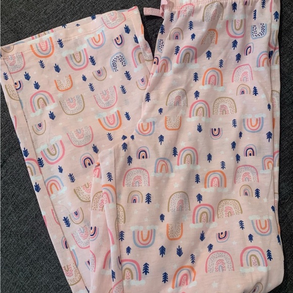 Girls Eddie Bauer Pink Pajama Set Size M 10/12 Like New Rainbows Arrows - Picture 11 of 14